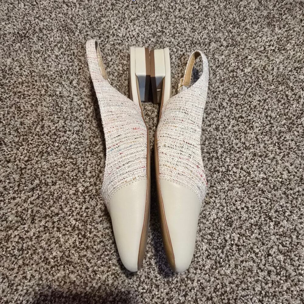 Women's J. Crew Multicolor Beige Tweed Slingbacks with Cap Toes | Size 8 - Picture 3 of 8